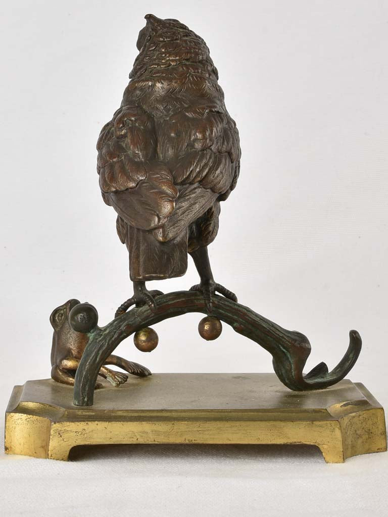 Owl & frog sculpture - early 20th century 8¼"