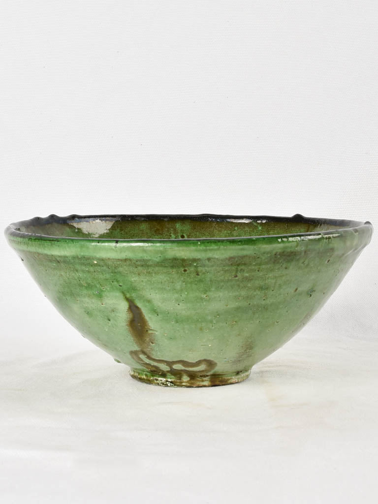 Antique ceramic strainer - green 9¾"