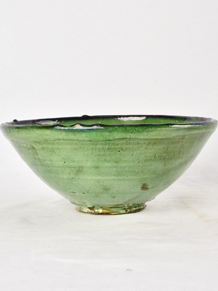 Antique ceramic strainer - green 9¾"