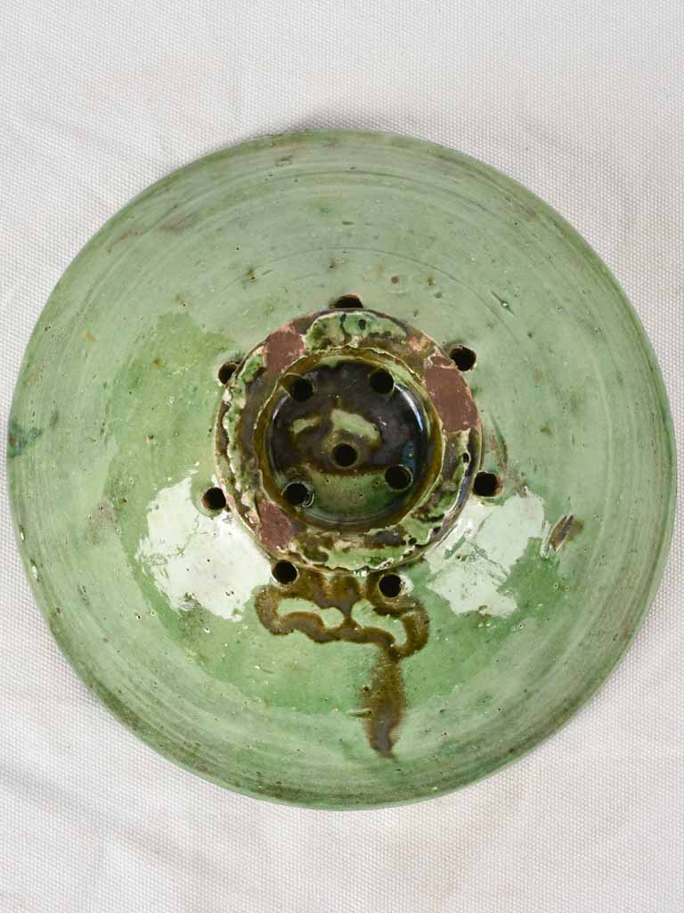 Antique ceramic strainer - green 9¾"