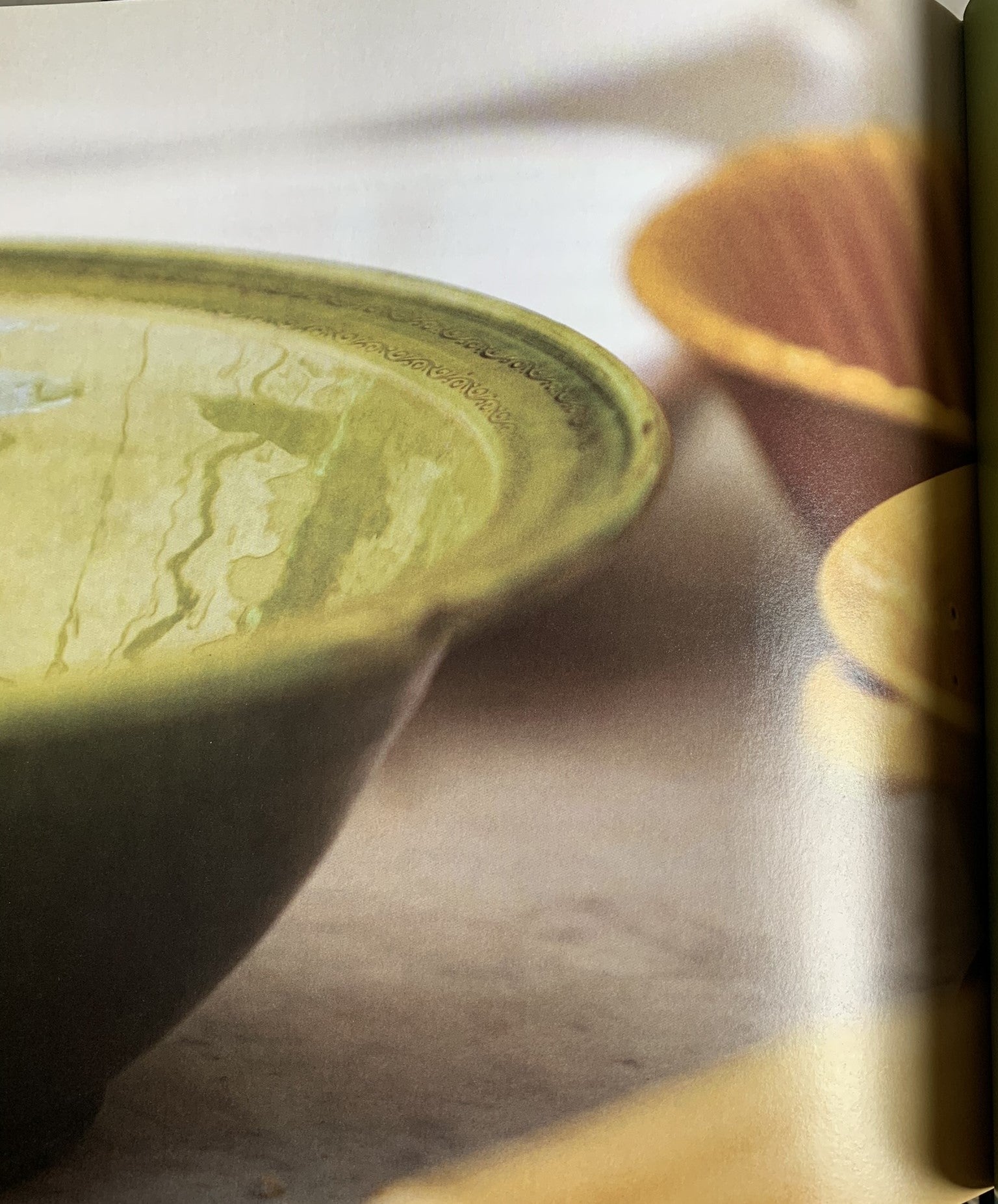 Large ceramic salad bowl w/ green glaze 15"