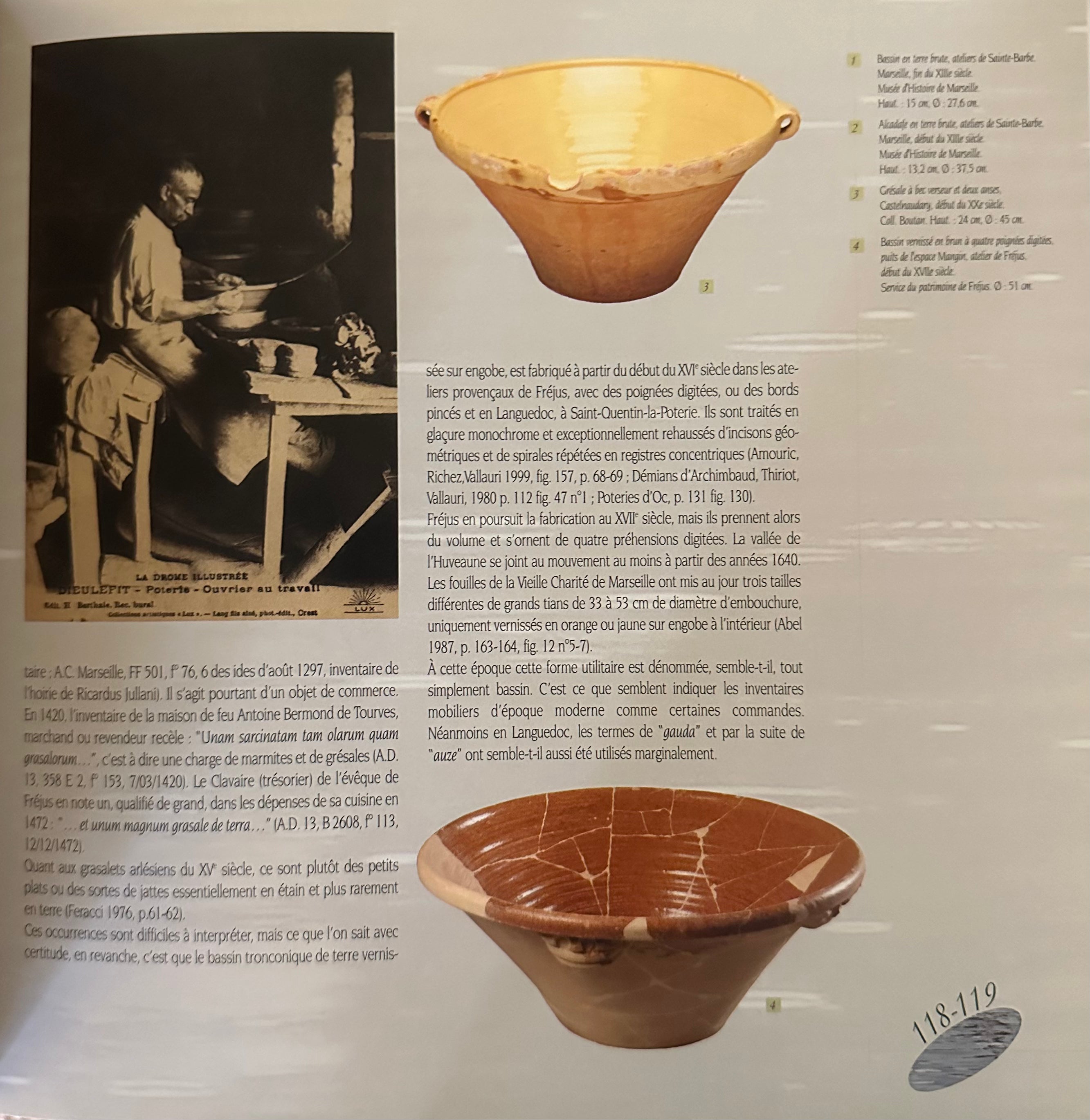 Traditional terracotta bowls with yellow finish