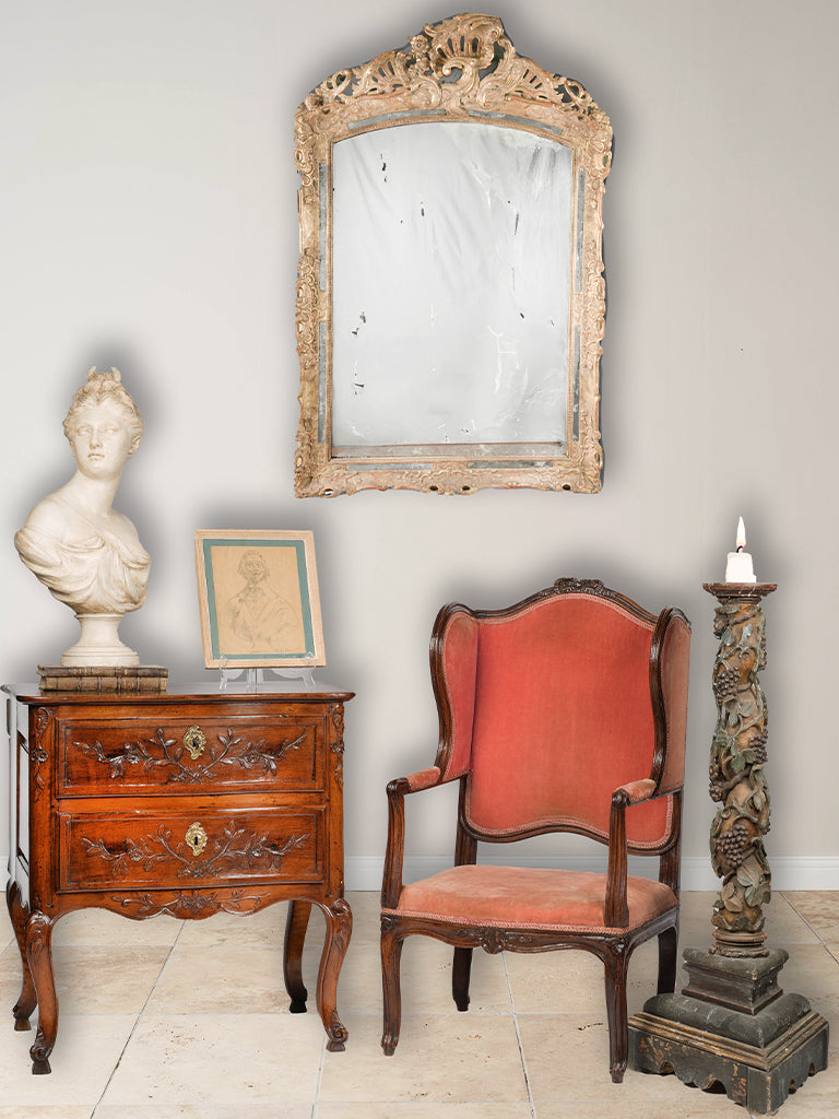 Distinctive French carved wooden bergère