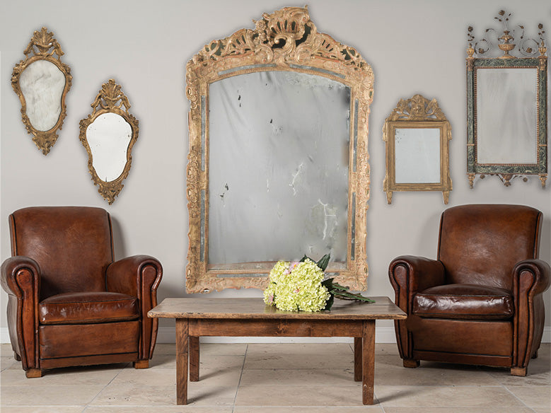 Gilded Louis XVI mirror w/ tassels 23¾" x 15"