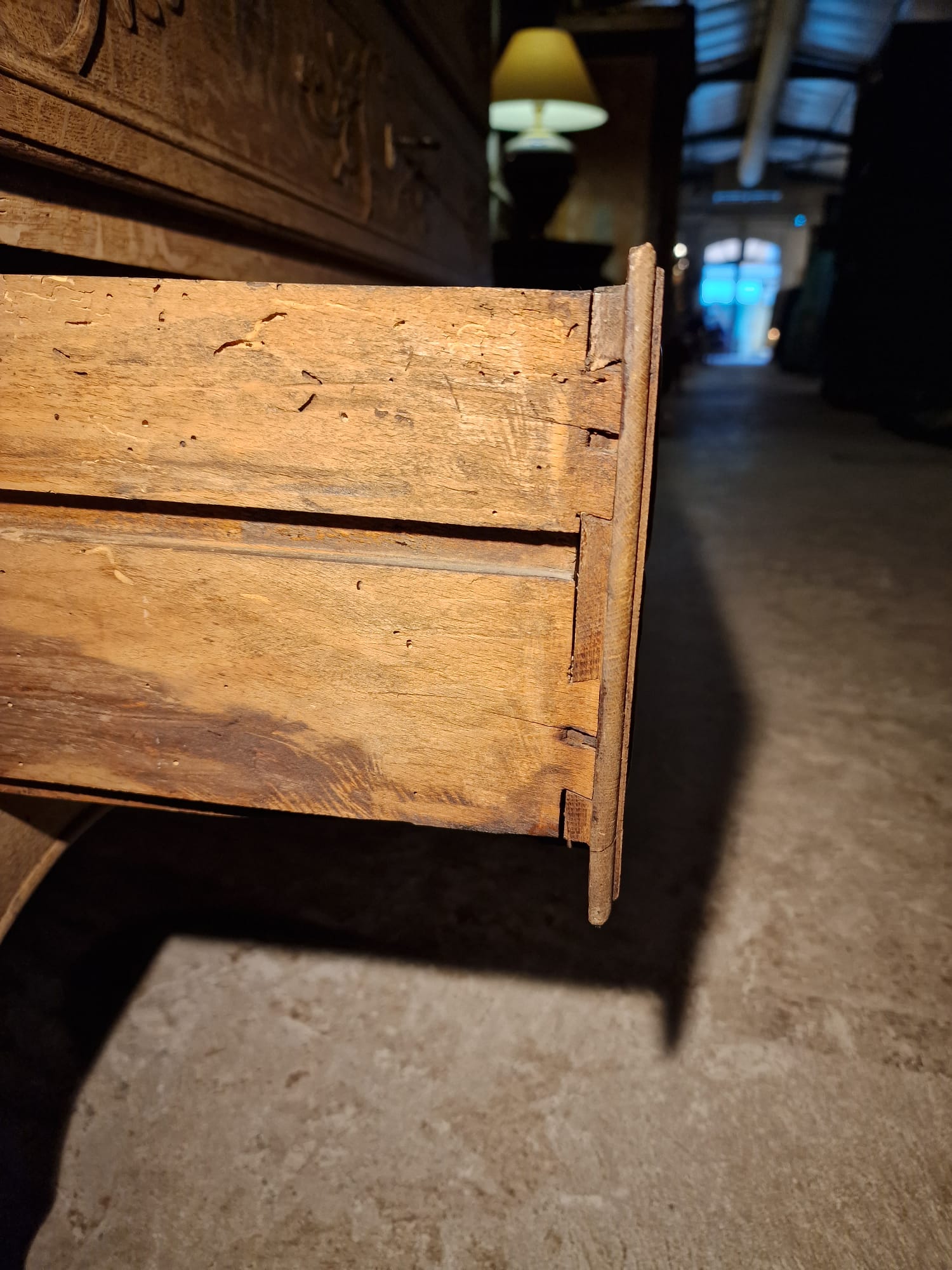 Antique French three drawer oak commode - transition Louis XV-Louis XVI