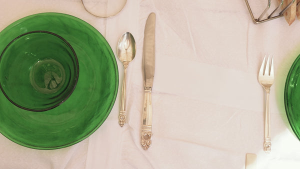 Green glass dinnerware service 1950s