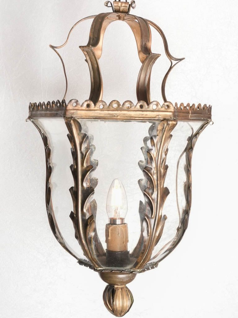 Antique French brass lantern pendant light 27½" x 11½"