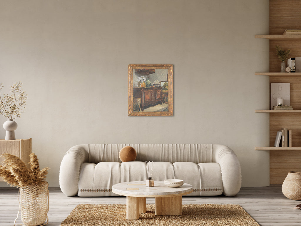 Warmly lit interior arrangement painting