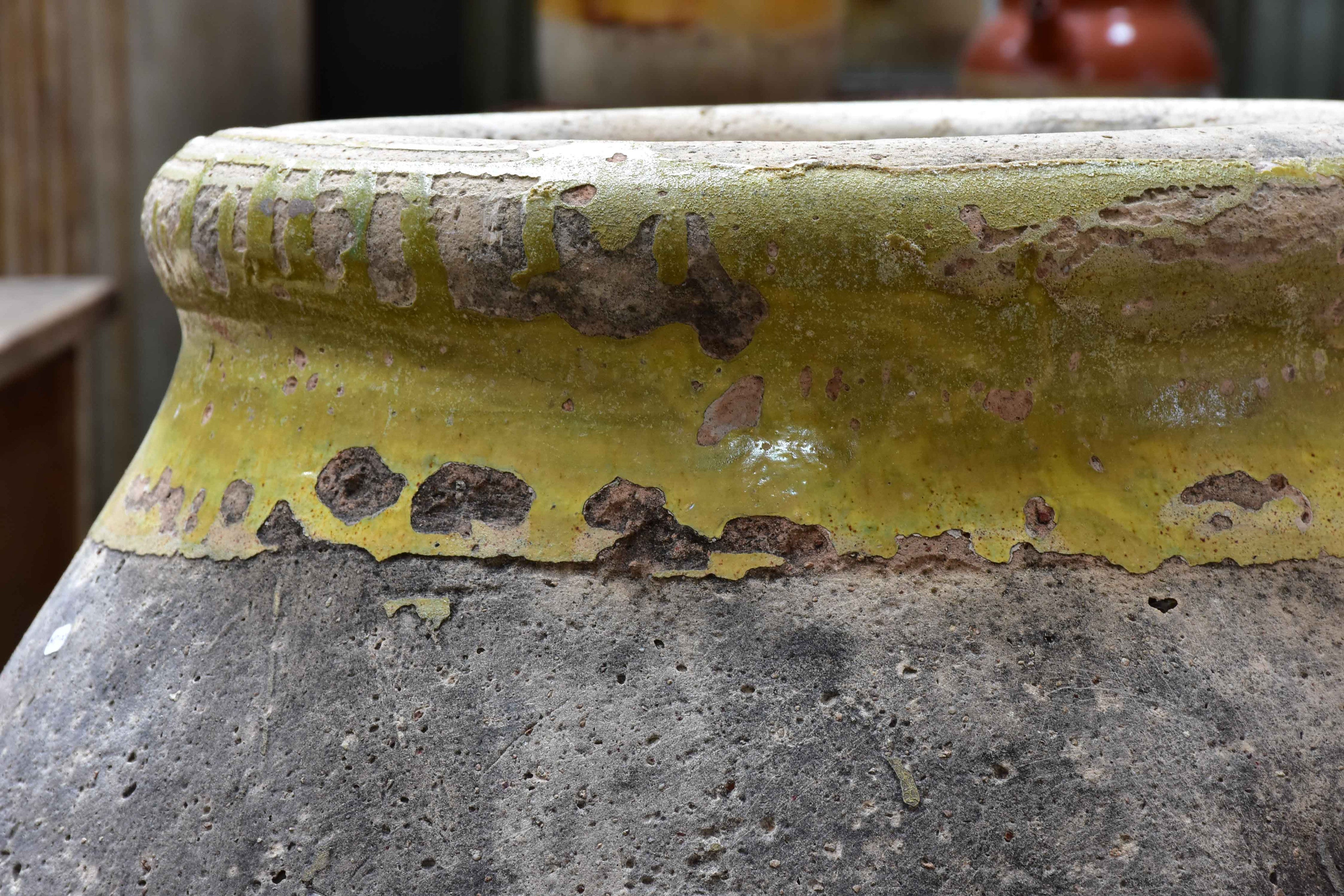 Biot jar, large, yellow glaze 37", 18th-century