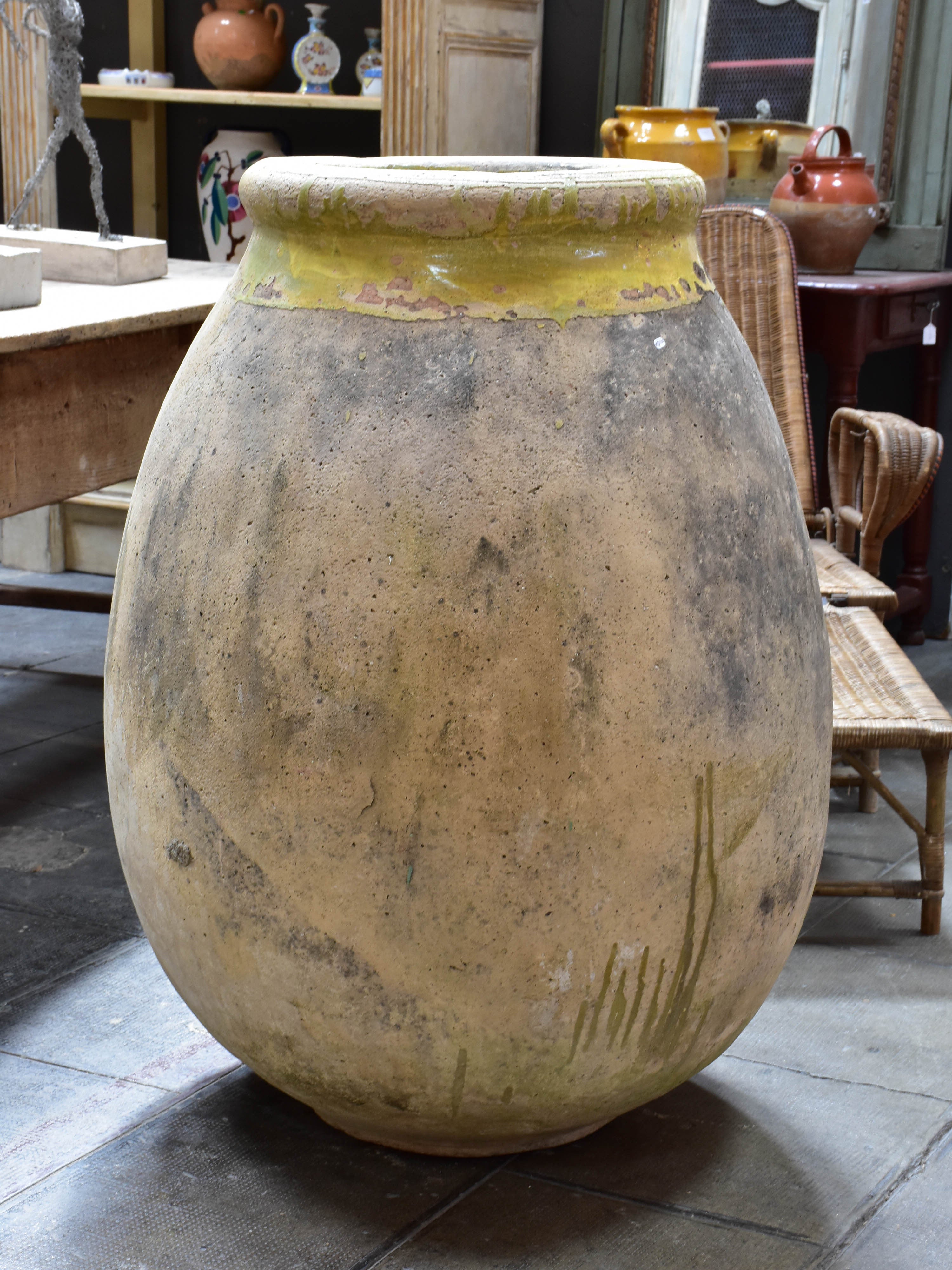 Biot jar, large, yellow glaze 37", 18th-century