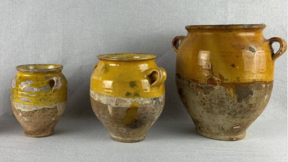 Three additional antique confit pots