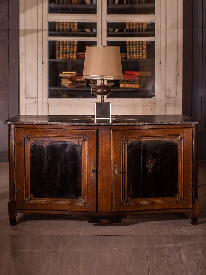 Louis XVI buffet de chasse with grey marble top 65"