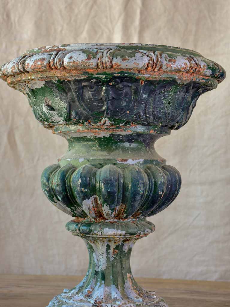 Elegant cast iron French garden urn