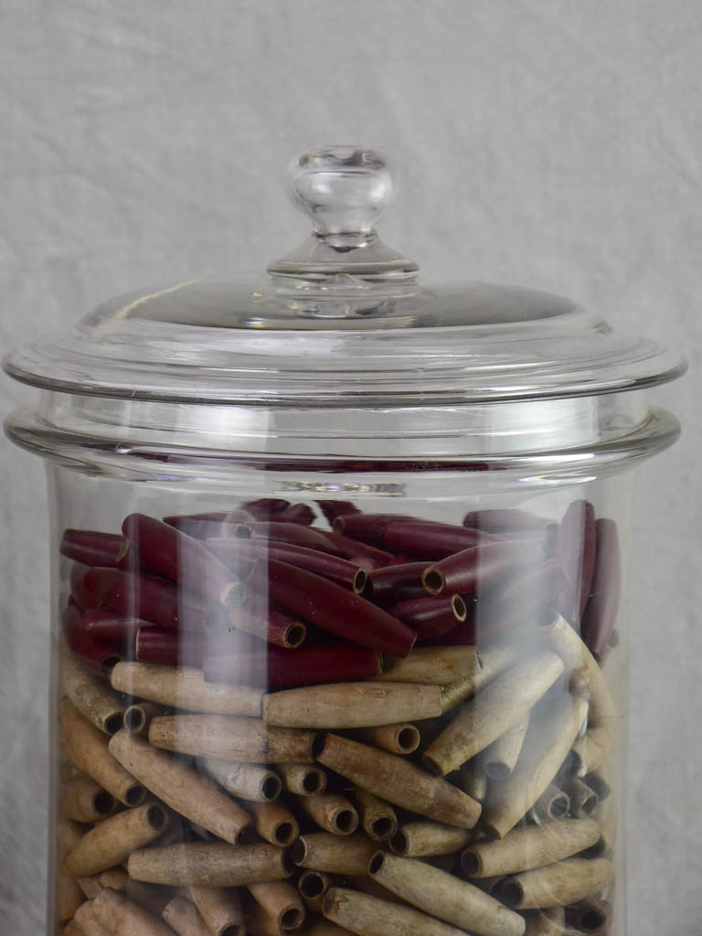 TWO late 19th / early 20th century pharmacy / shop jars with lids 19¾"