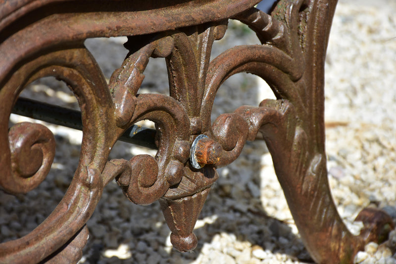 French garden bench with antique cast iron legs