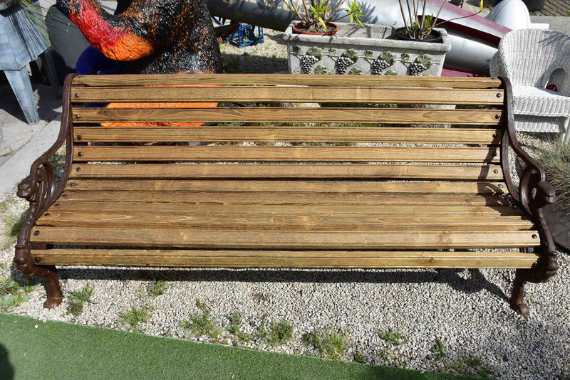 French garden bench with antique cast iron legs