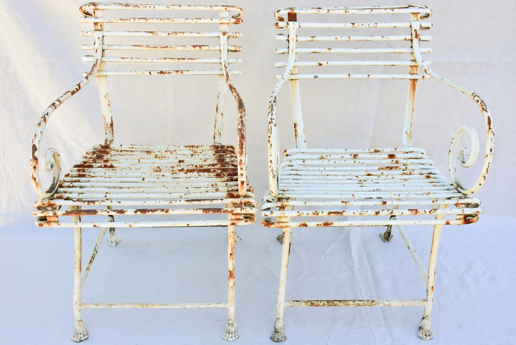 19th century Arras garden armchairs (two pairs available)