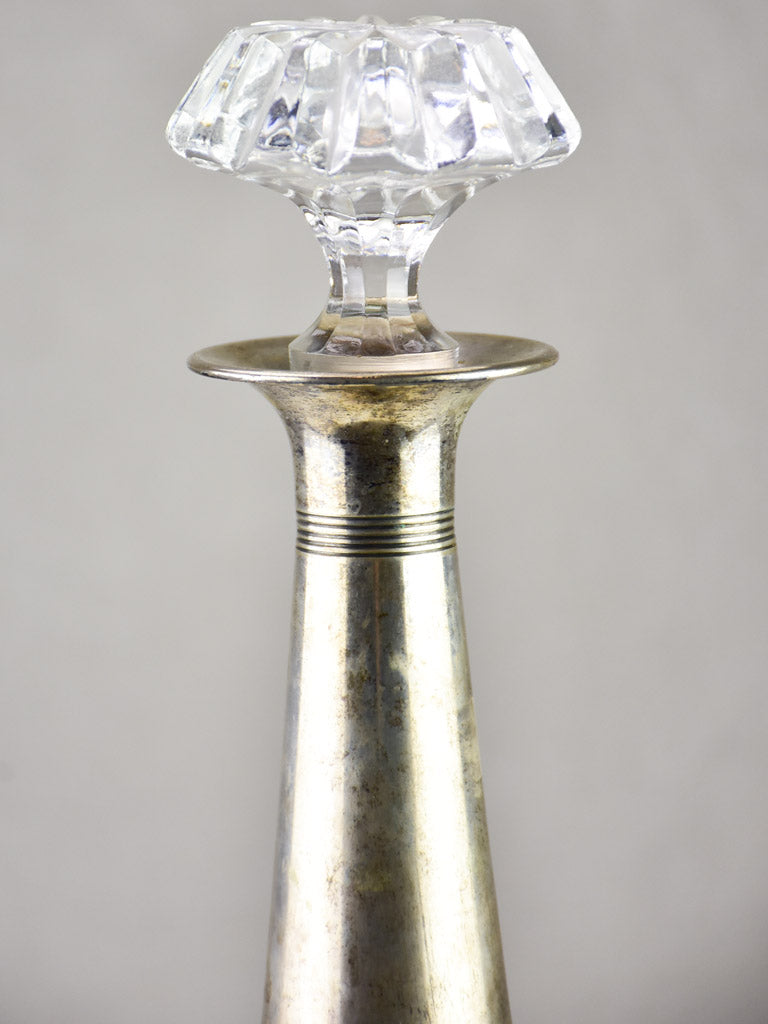 Unusual tall French carafe with silver plate detail 16½"