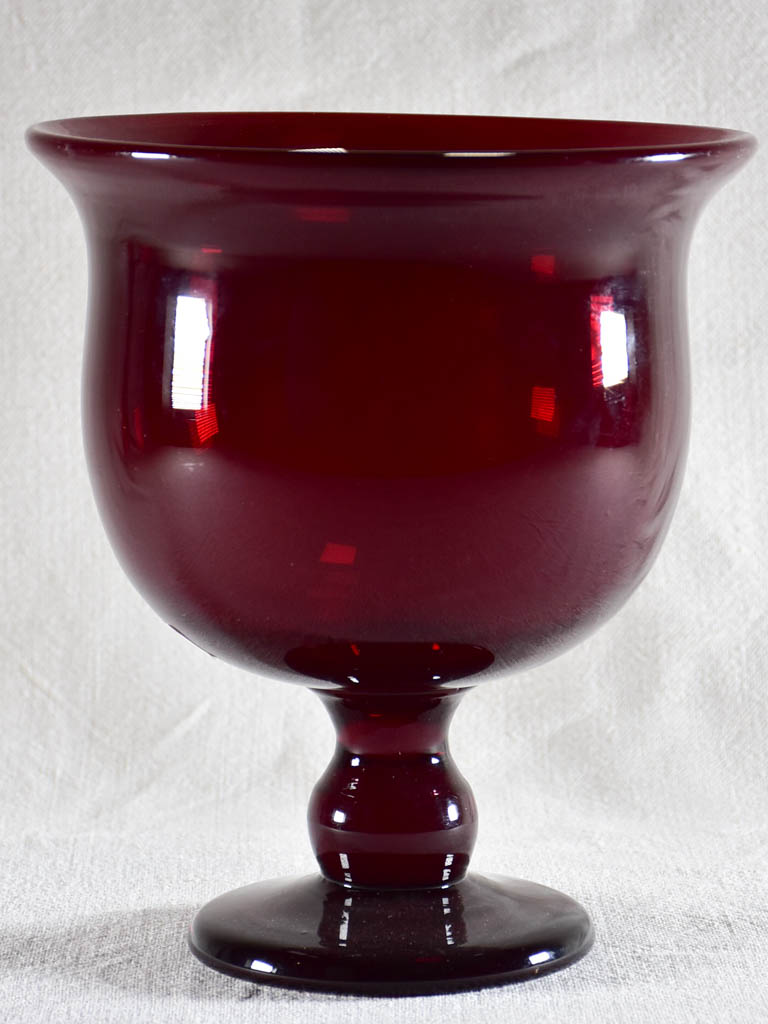 Rare red / purple Italian blown glass cup - 1940's 9"