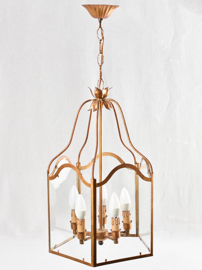 Vintage gold lantern pendant light - 5 globes