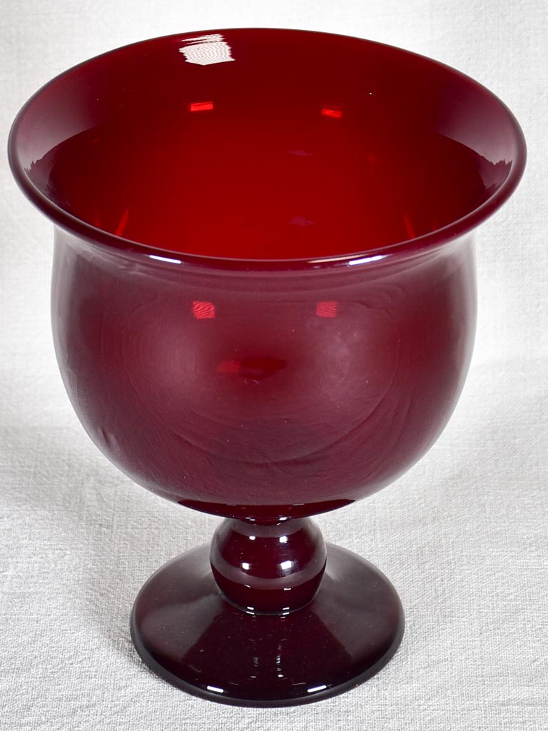 Rare red / purple Italian blown glass cup - 1940's 9"