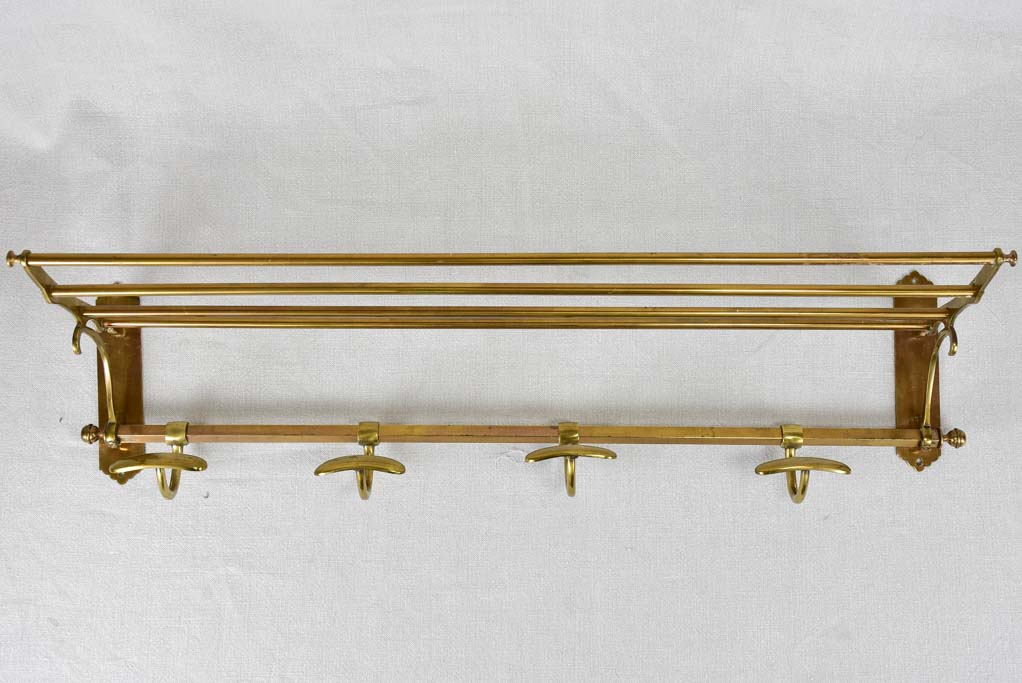 Vintage English coat and bag rack - brass 31½"