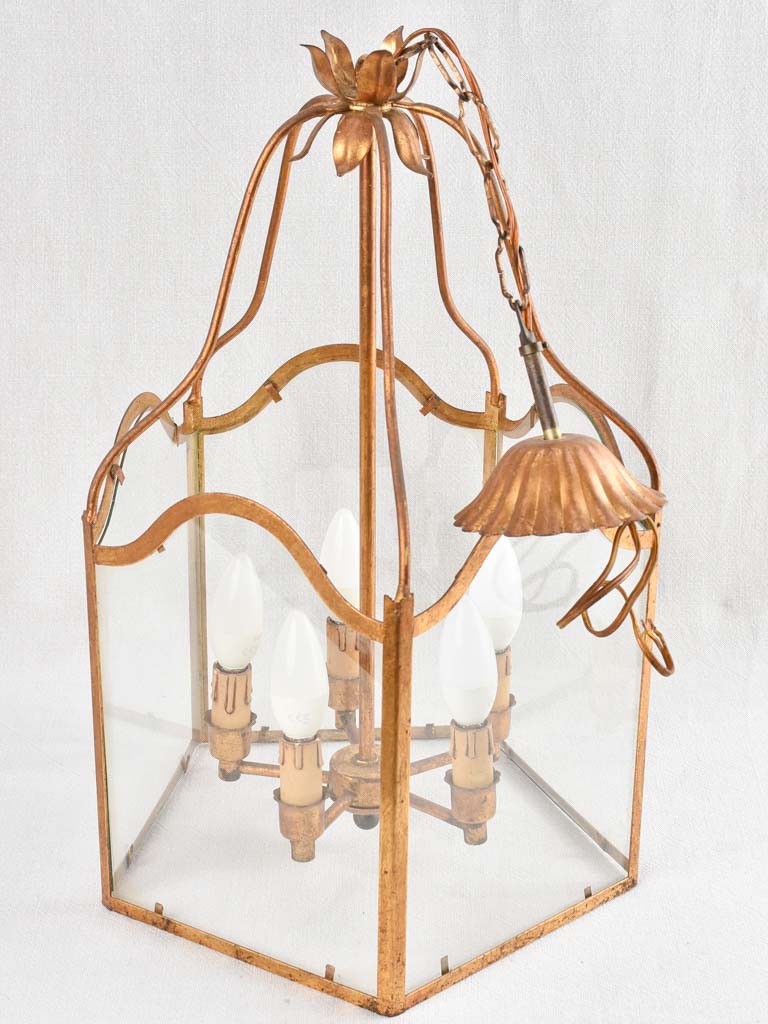 Vintage gold lantern pendant light - 5 globes