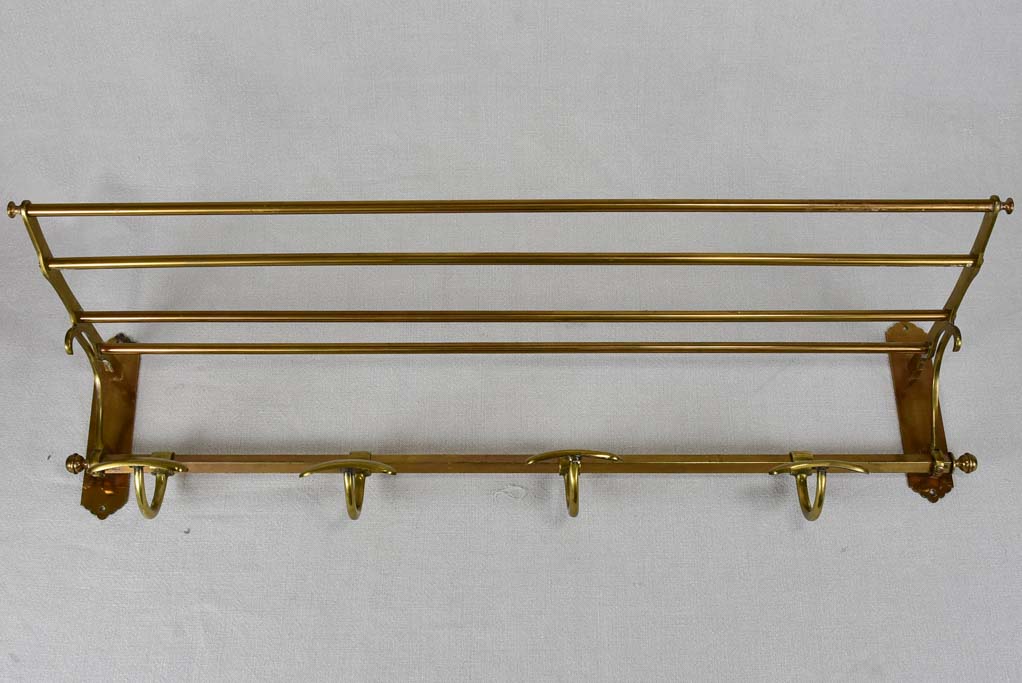 Vintage English coat and bag rack - brass 31½"