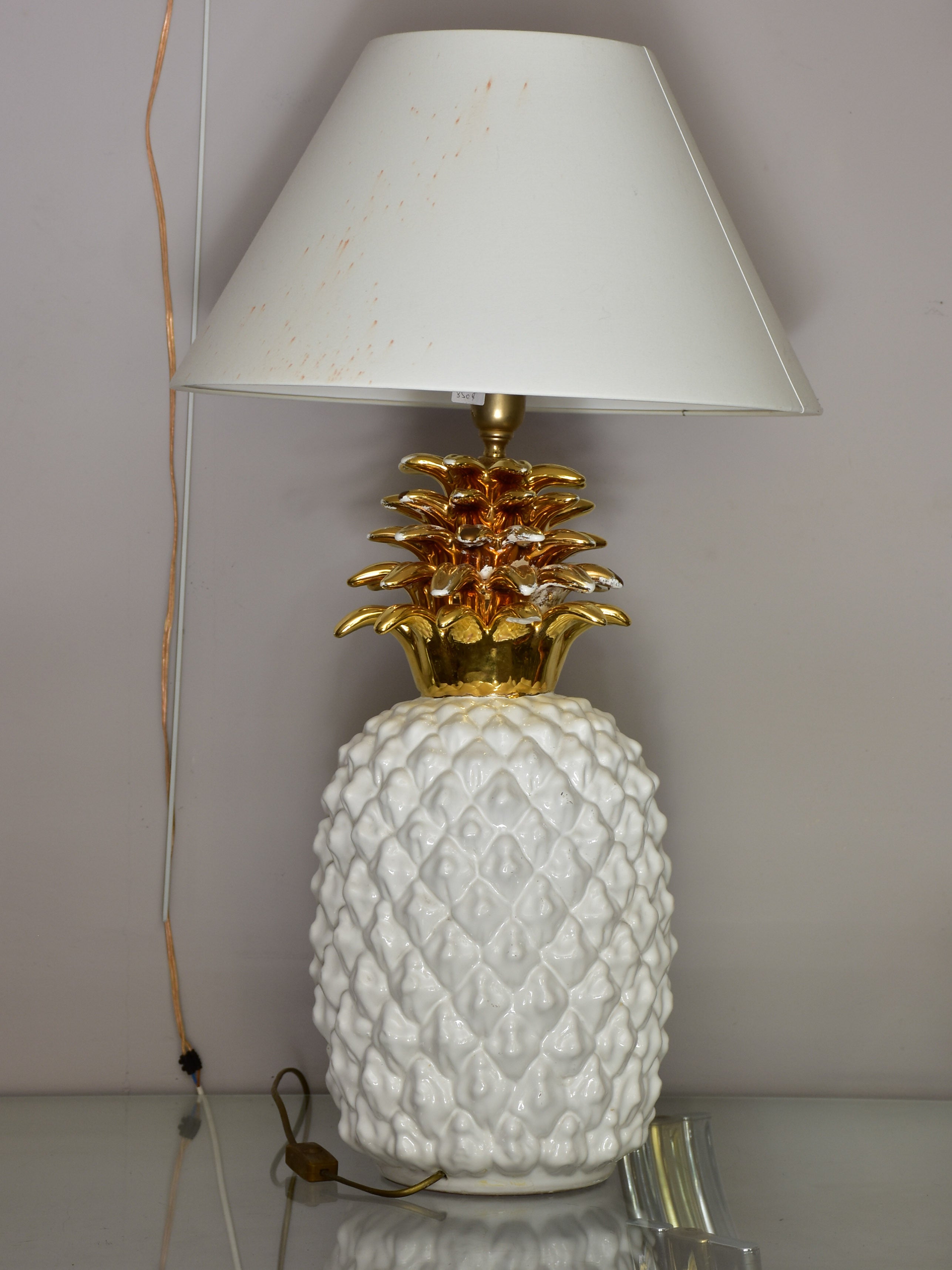 Large vintage pineapple lamp in the style of Maison Charles