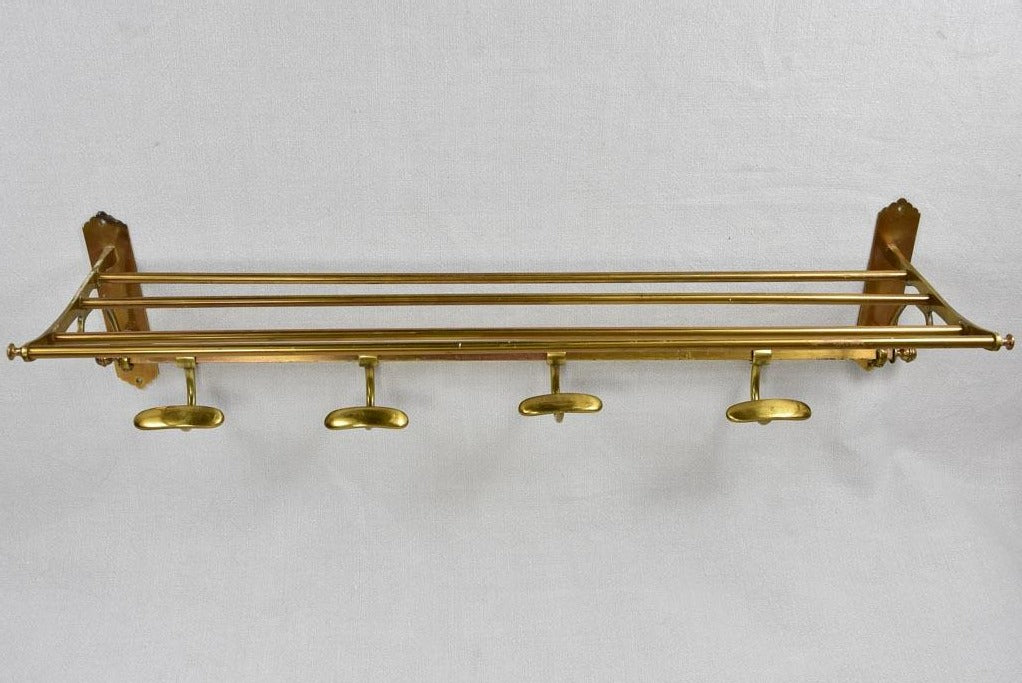 Vintage English coat and bag rack - brass 31½"