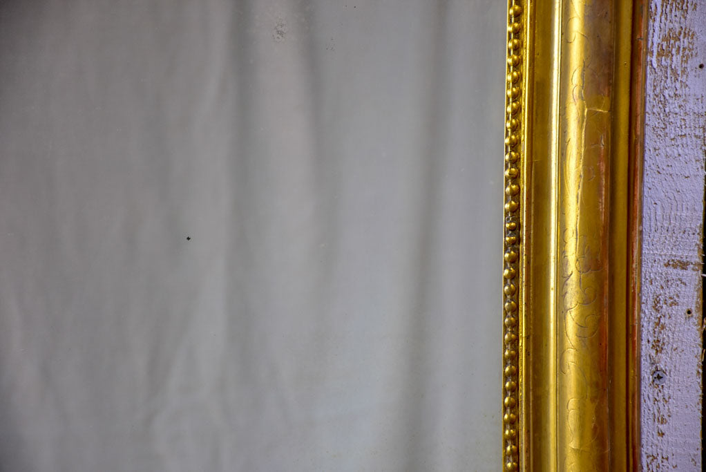 19th Century French Louis Philippe mirror with gilded frame and running pearl 28¼" x 37½"