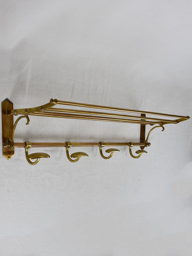 Vintage English coat and bag rack - brass 31½"