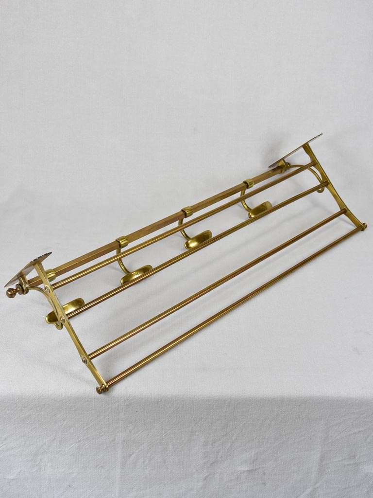 Vintage English coat and bag rack - brass 31½"