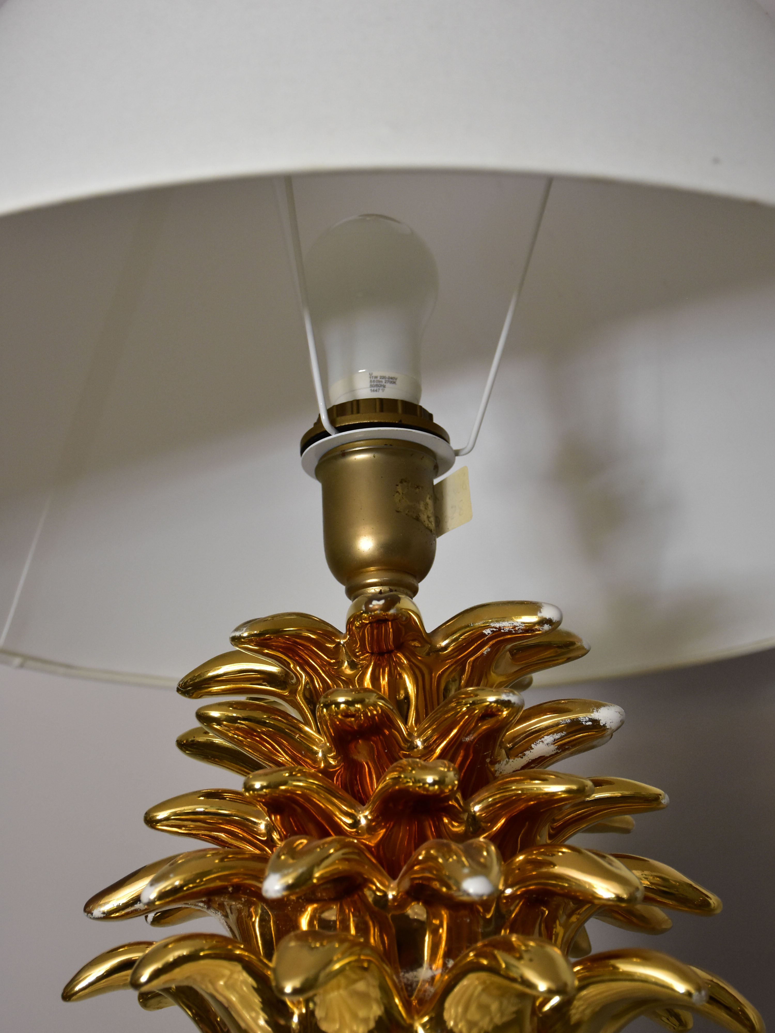 Large vintage pineapple lamp in the style of Maison Charles