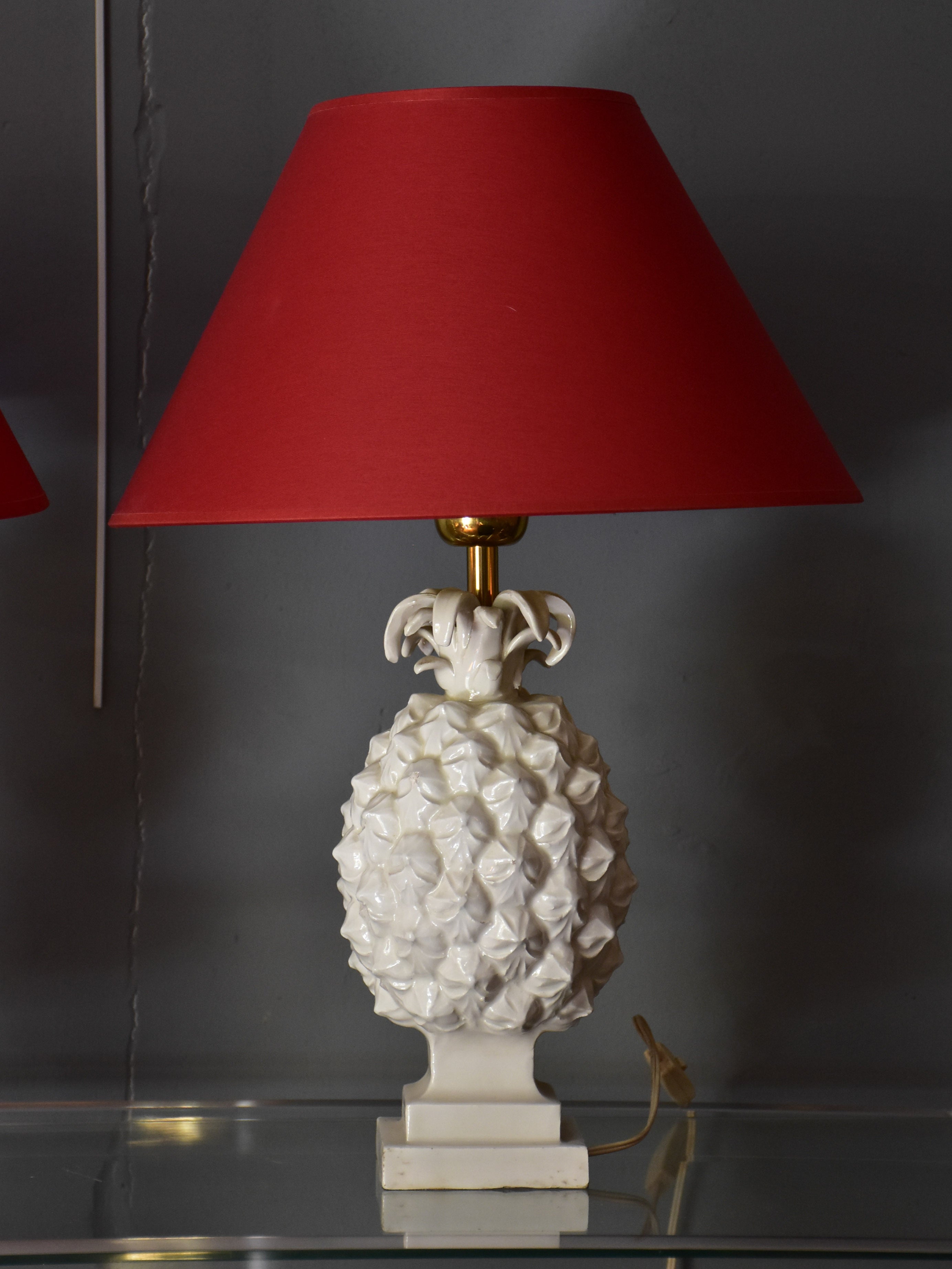 Pair of vintage ceramic pineapple lamps