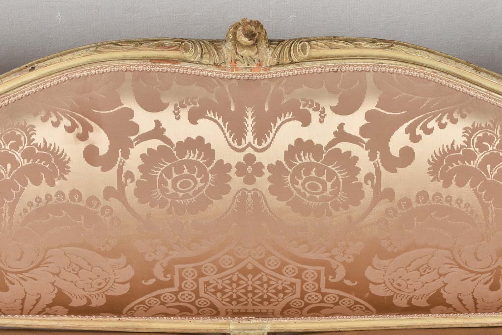 18th century vestibule banquette sofa with pink silk - 69"