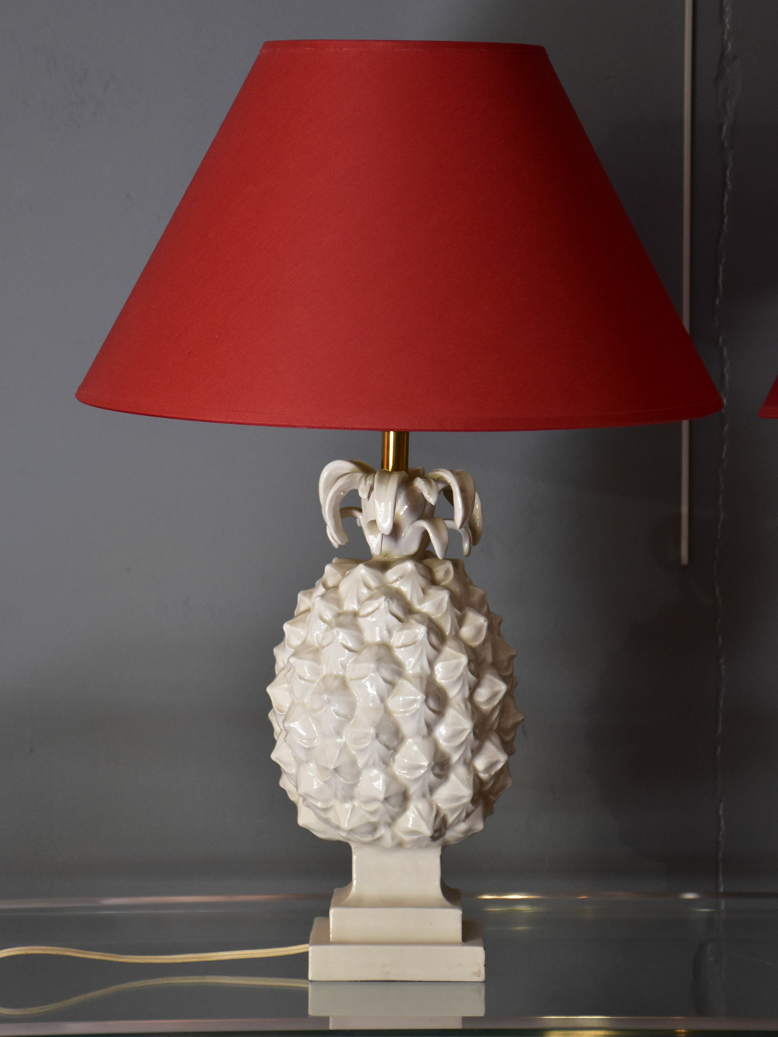 Pair of vintage ceramic pineapple lamps