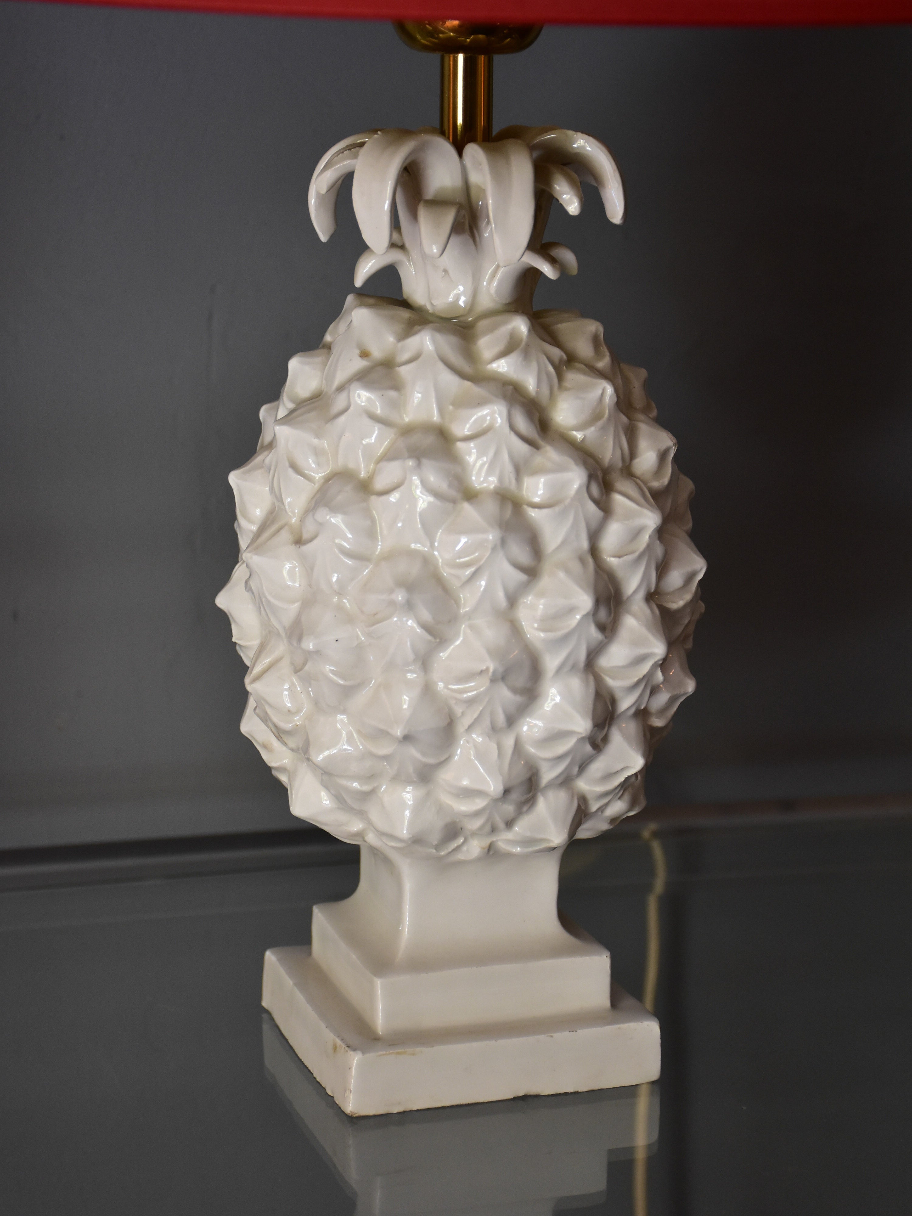 Pair of vintage ceramic pineapple lamps