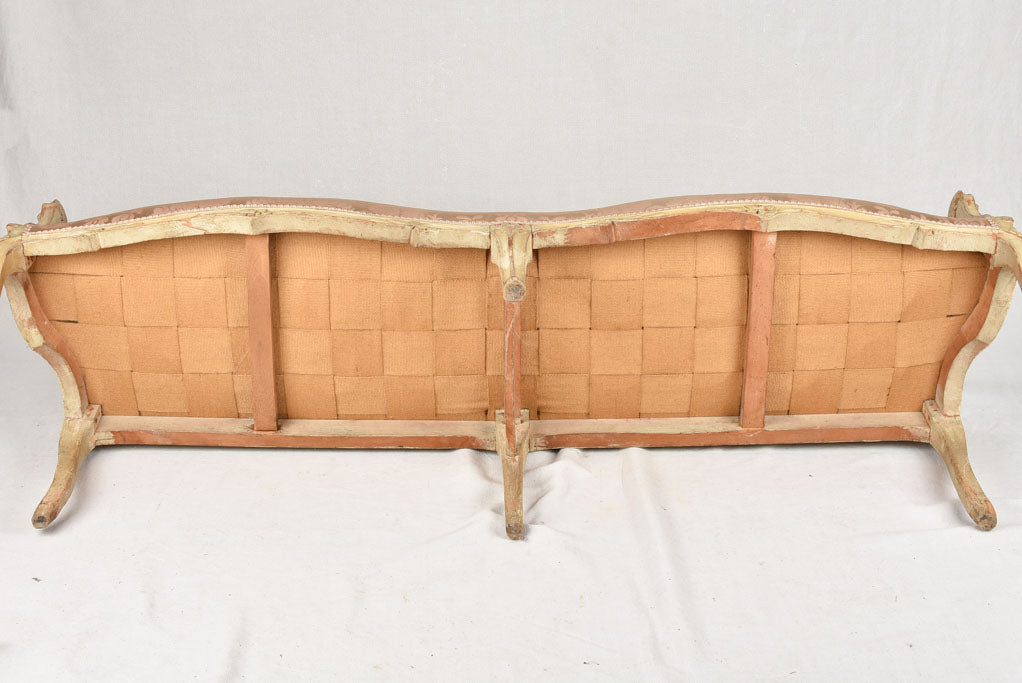 18th century vestibule banquette sofa with pink silk - 69"