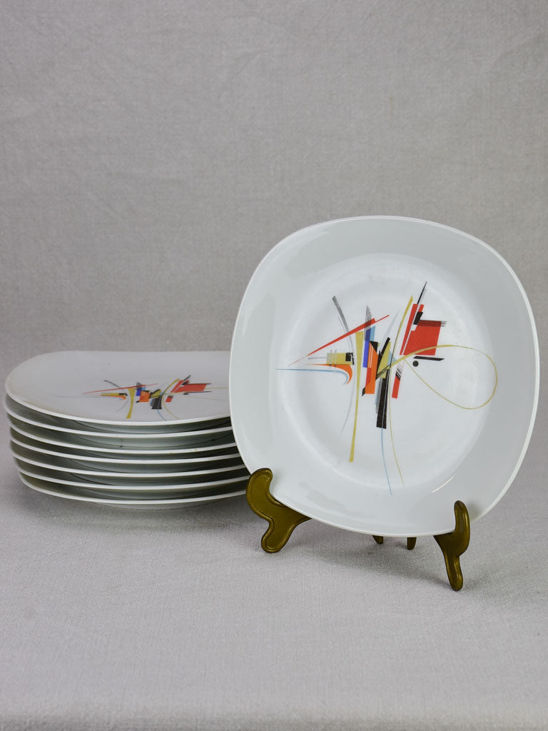 Set of 8 rectangular porcelain Limoges plates - 1950's