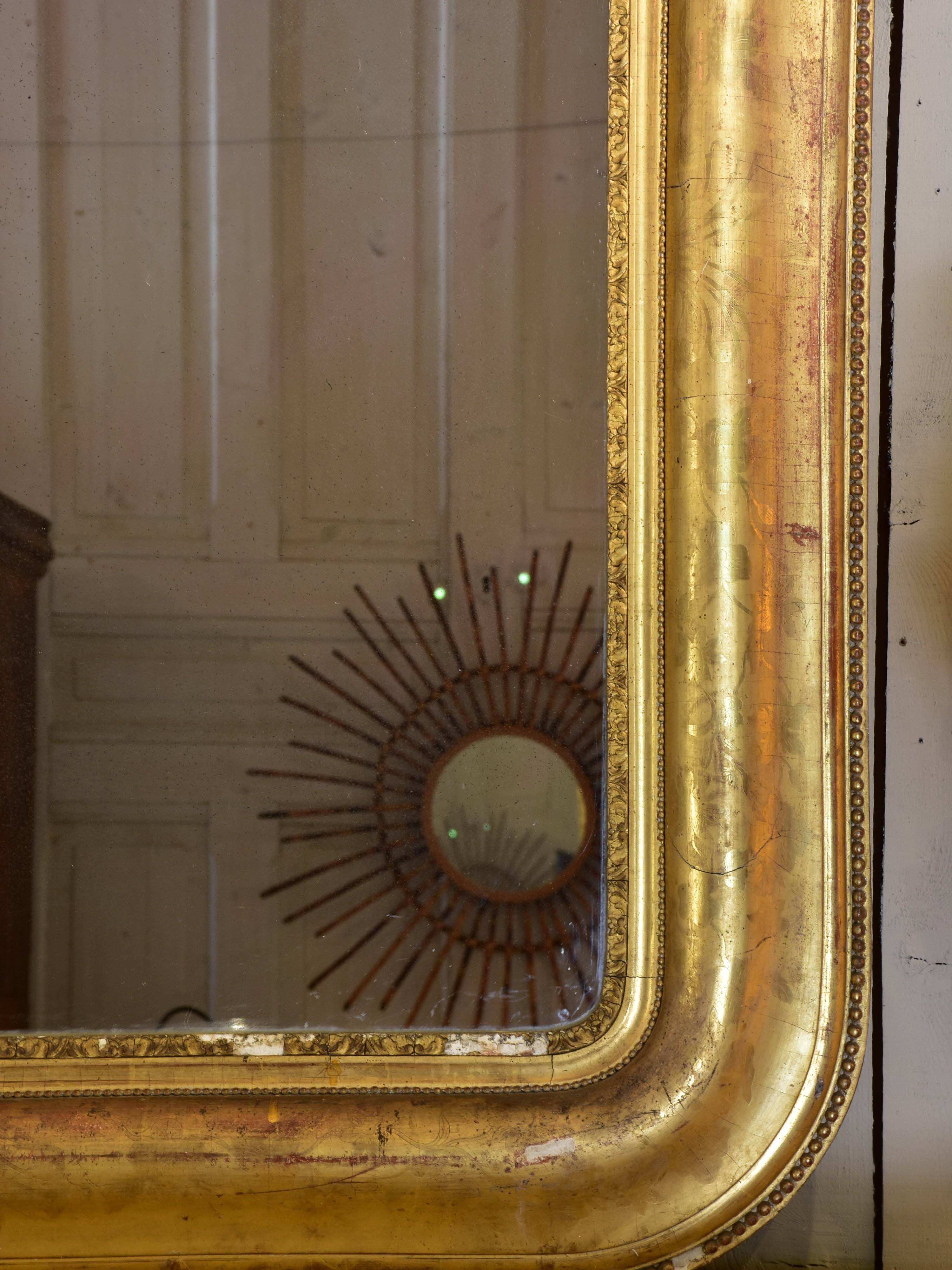 Very large antique French gilded mirror