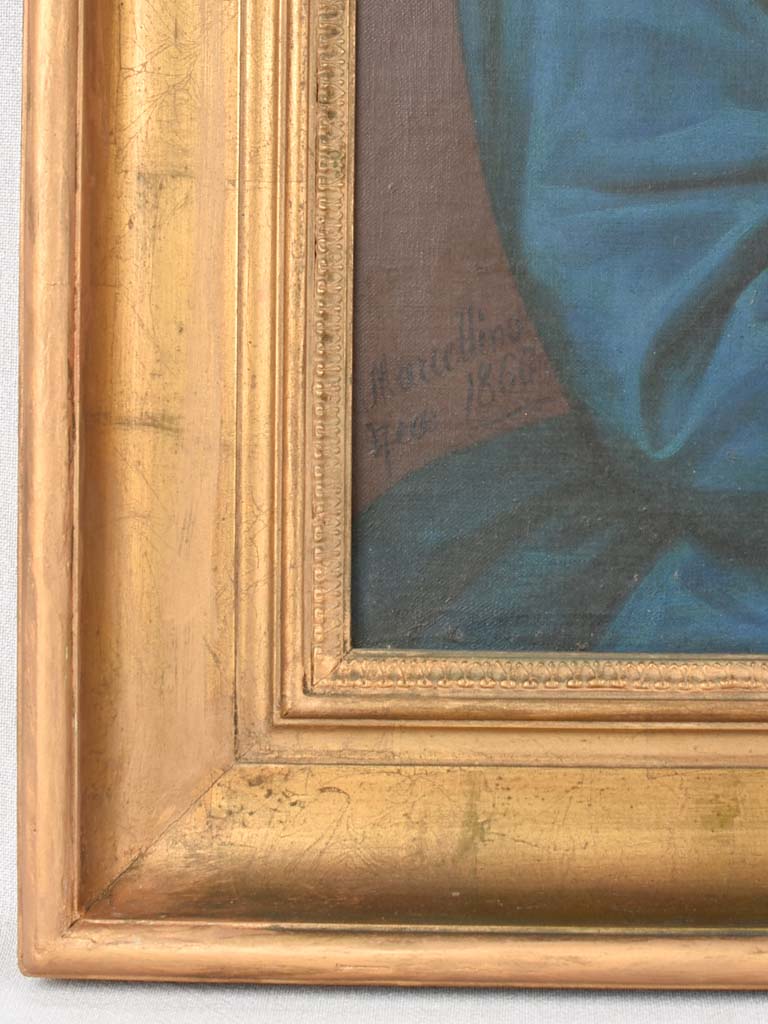 Signed oil portrait in gilt frame