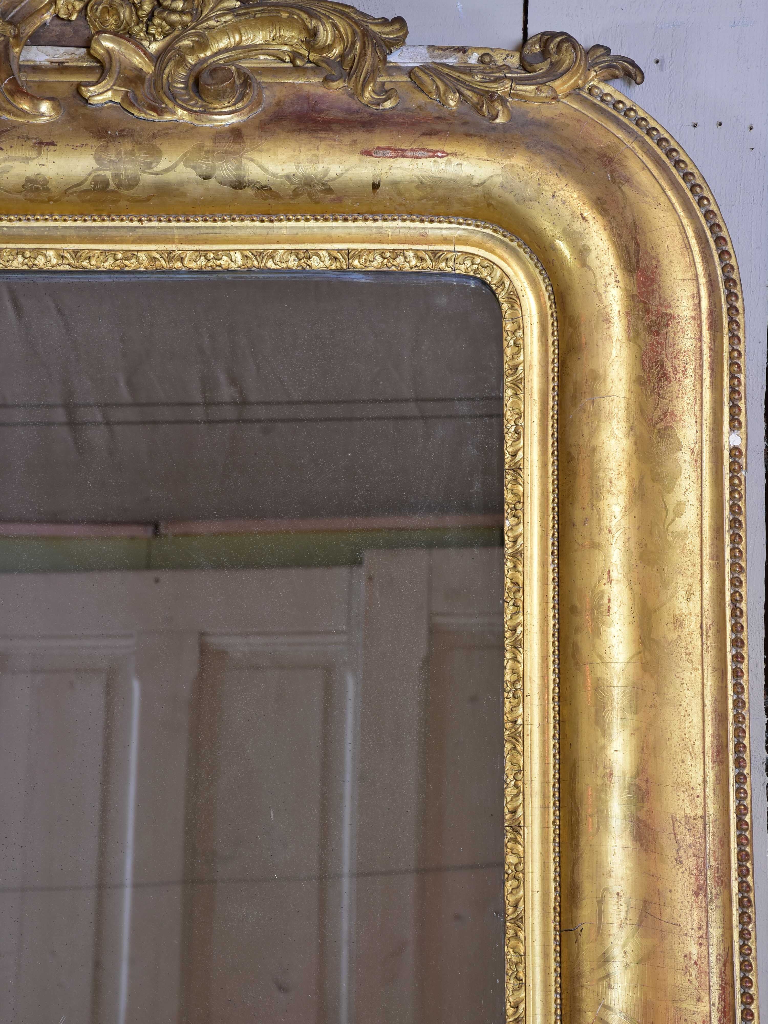 Very large antique French gilded mirror