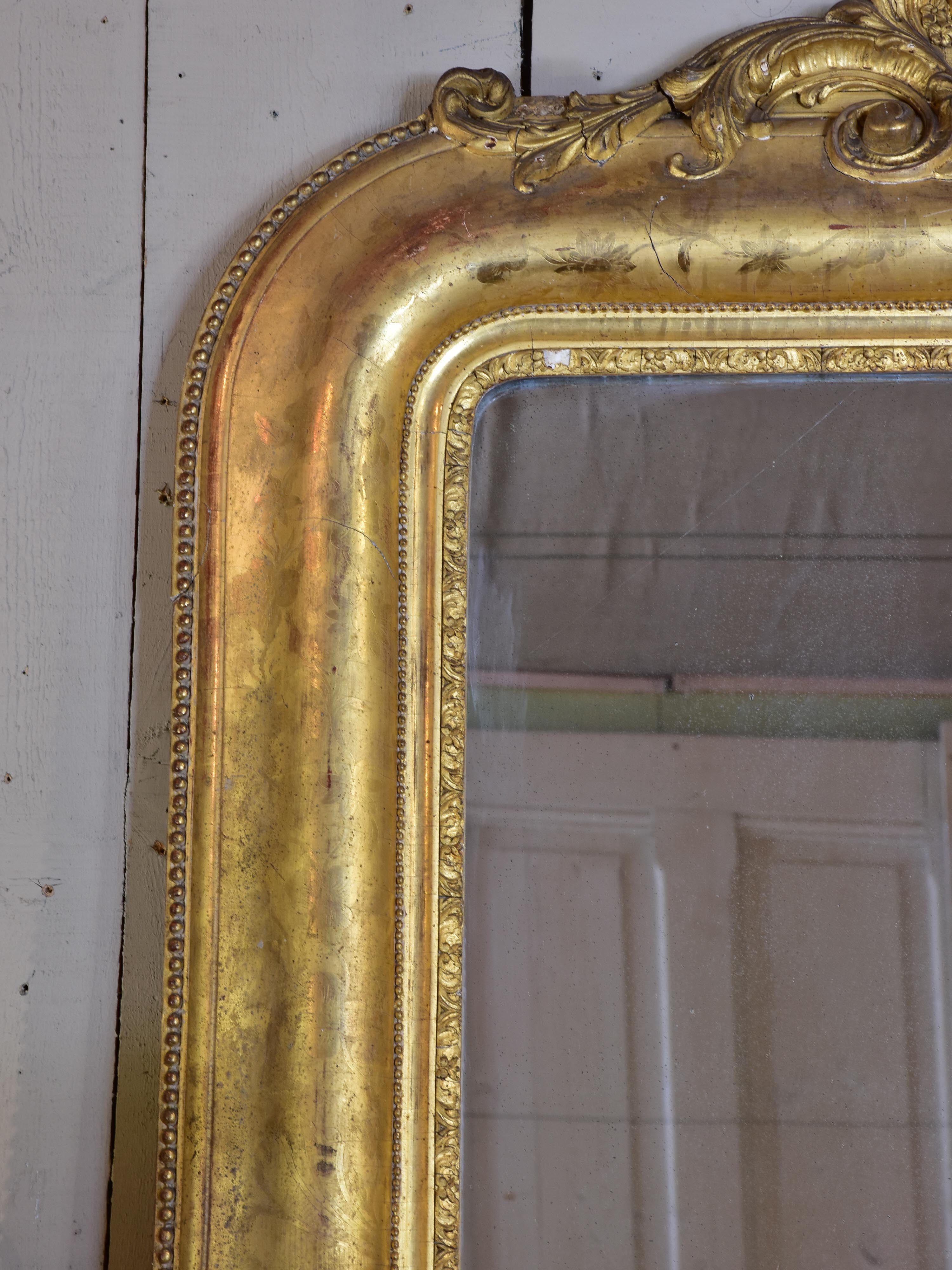 Very large antique French gilded mirror