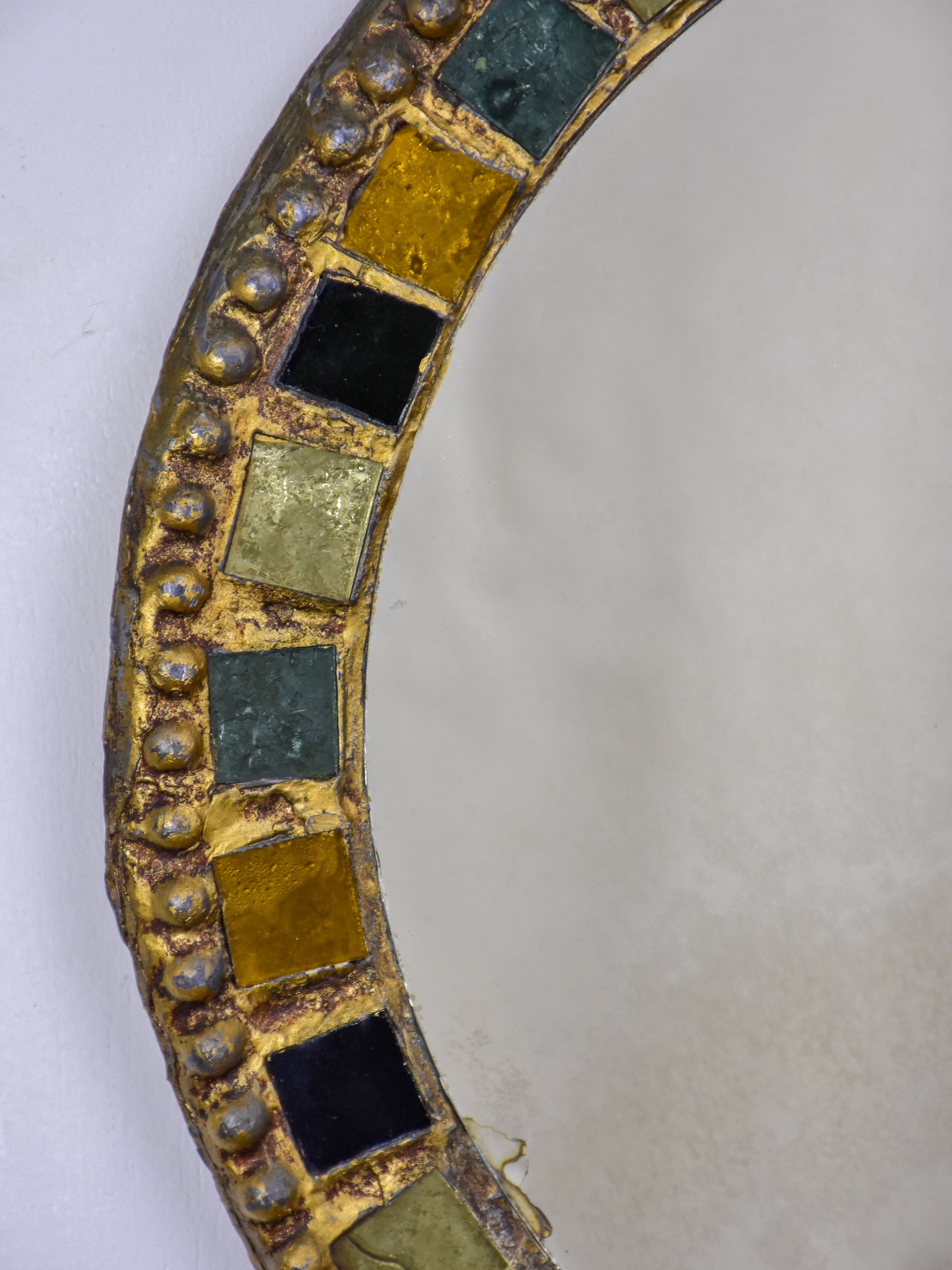 Small round mirror in the style of Line Vautrin