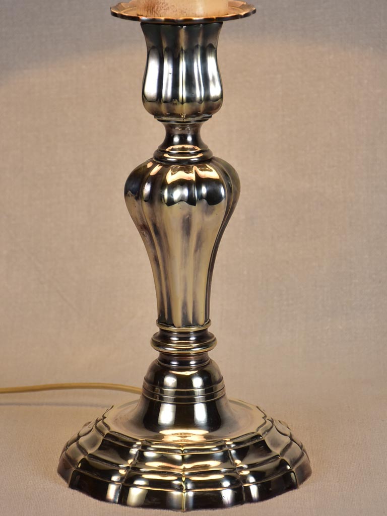 Louis XIV-style vintage lamp with silver plate bronze base 20¾"