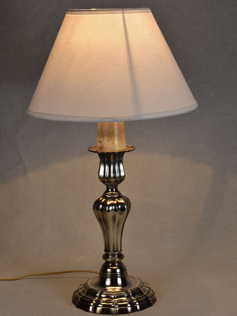 Louis XIV-style vintage lamp with silver plate bronze base 20¾"