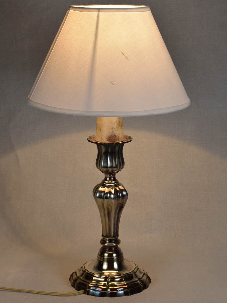 Louis XIV-style vintage lamp with silver plate bronze base 20¾"