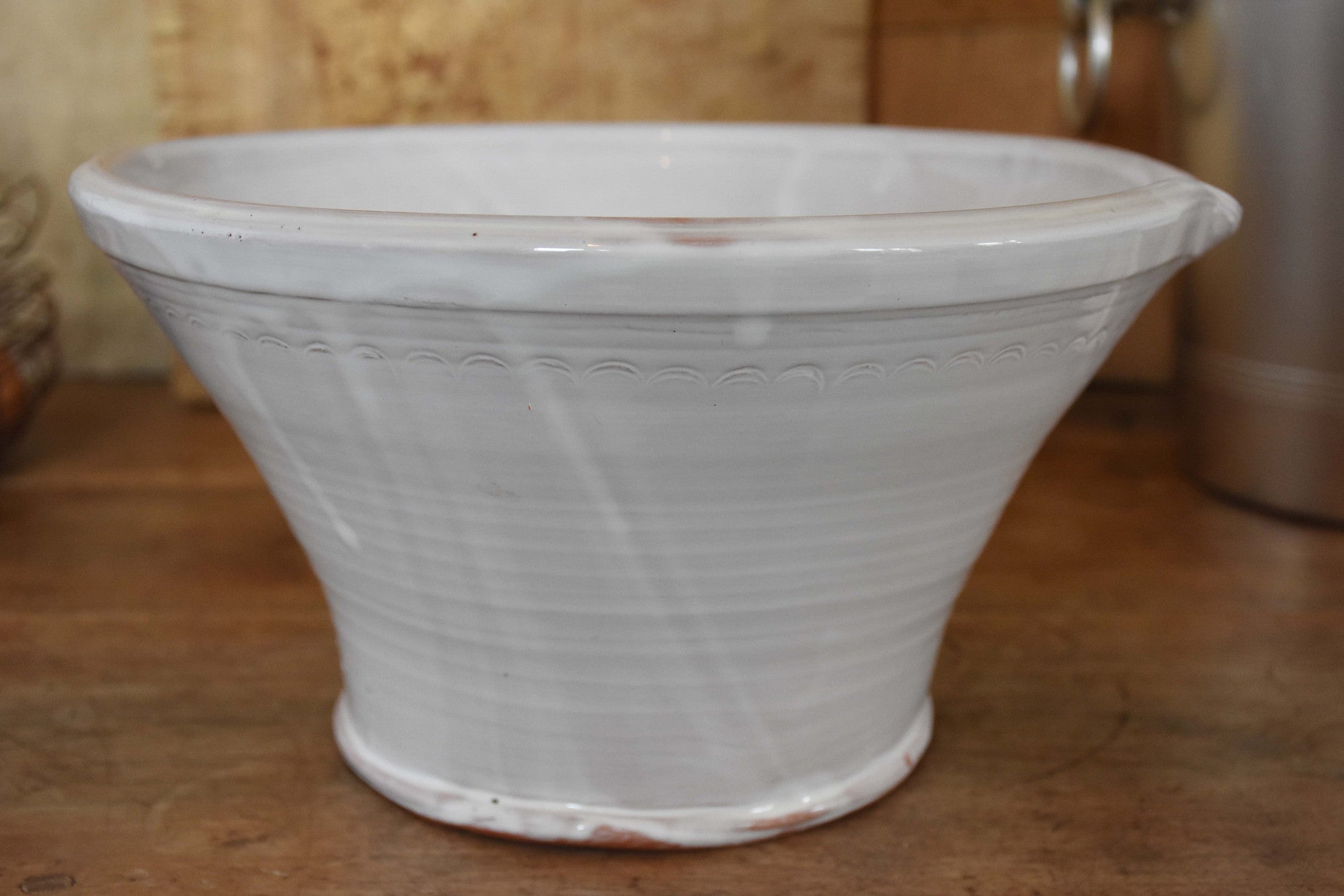 French artisan salad bowl with garlic grater