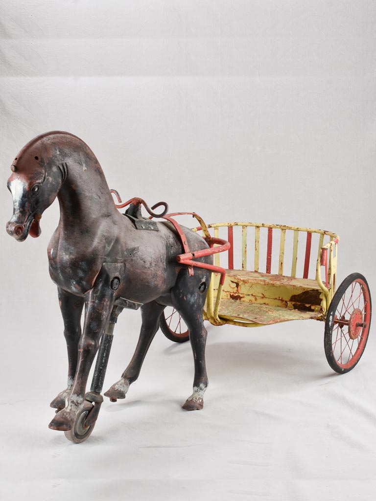 Toy horse & cart - 1900s - 57½"